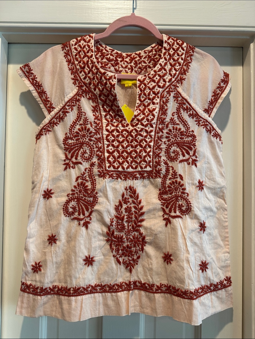 Roller Rabbit Embroidered Faith Top Peach